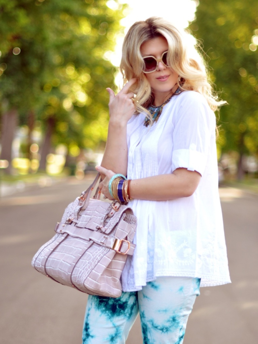 Kooba Bag Sabrina Blush Pink Croc-Print Tote Crocodile Gossip Girl purse NWT - Picture 4 of 16